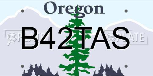 B42TAS Oregon License Plate