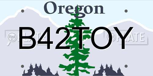 B42TOY Oregon License Plate