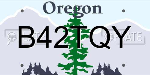 B42TQY Oregon License Plate