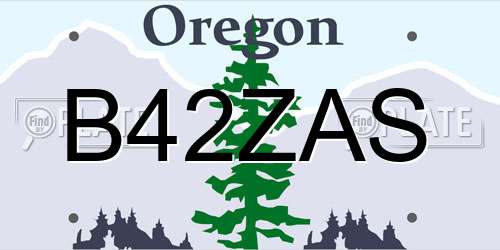 B42ZAS Oregon License Plate
