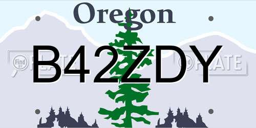 B42ZDY Oregon License Plate