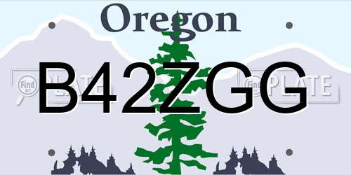 B42ZGG Oregon License Plate