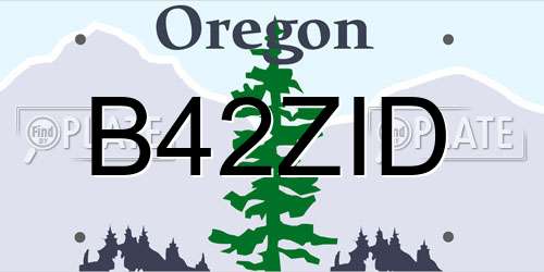 B42ZID Oregon License Plate
