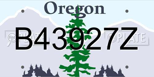 B43927Z Oregon License Plate