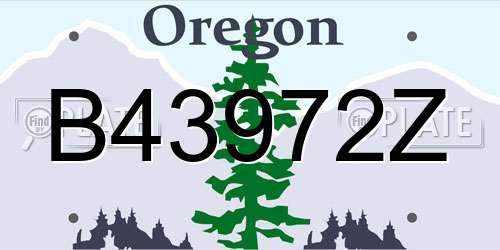 B43972Z Oregon License Plate