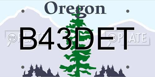 B43DET Oregon License Plate