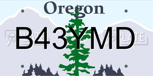 B43YMD Oregon License Plate