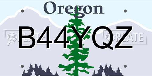 B44YQZ Oregon License Plate
