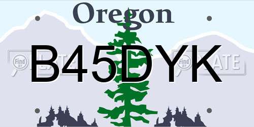 B45DYK Oregon License Plate