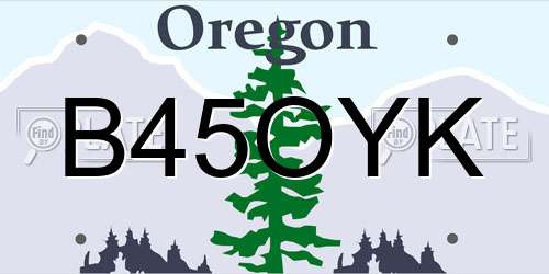 B45OYK Oregon License Plate