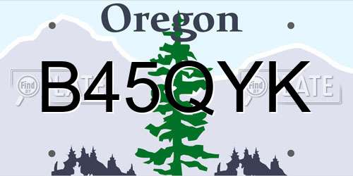 B45QYK Oregon License Plate