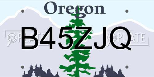 B45ZJQ Oregon License Plate