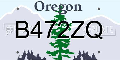 B472ZQ Oregon License Plate