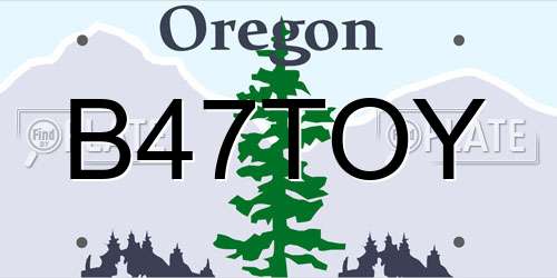 B47TOY Oregon License Plate