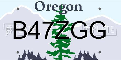 B47ZGG Oregon License Plate