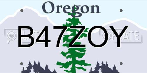 B47ZOY Oregon License Plate