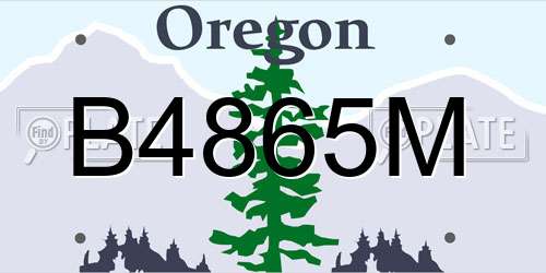 B4865M Oregon License Plate