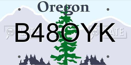 B48OYK Oregon License Plate