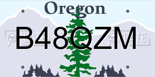 B48QZM Oregon License Plate