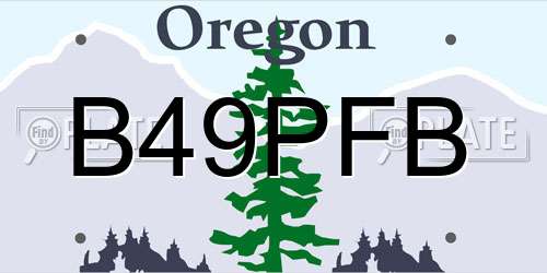 B49PFB Oregon License Plate