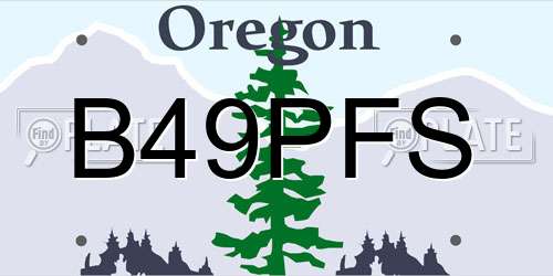 B49PFS Oregon License Plate