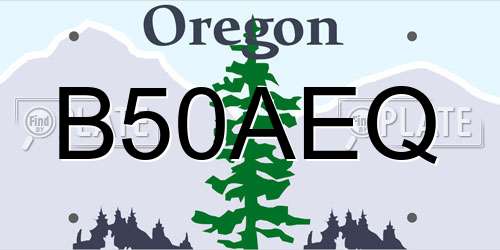 B50AEQ Oregon License Plate