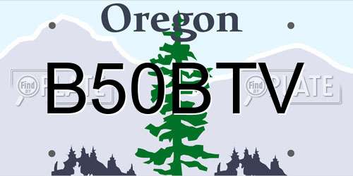 B50BTV Oregon License Plate