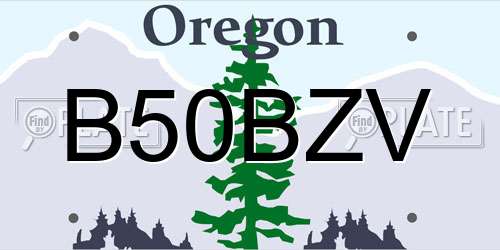 B50BZV Oregon License Plate