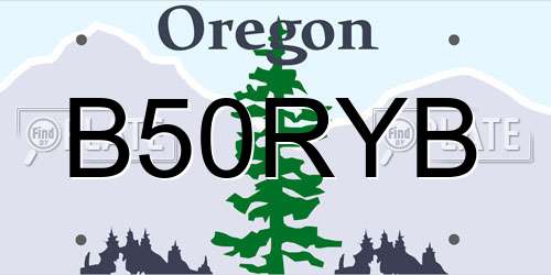 B50RYB Oregon License Plate