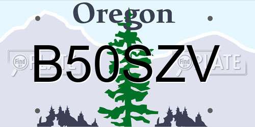 B50SZV Oregon License Plate