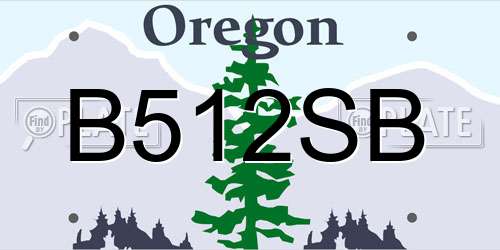B512SB Oregon License Plate