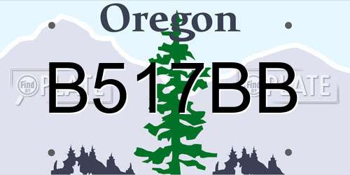 B517BB Oregon License Plate