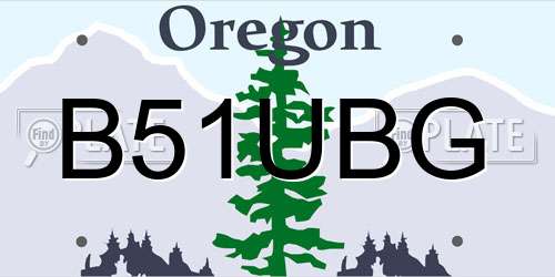 B51UBG Oregon License Plate