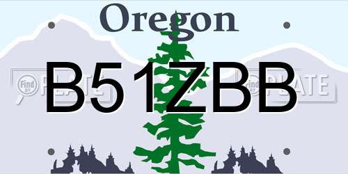 B51ZBB Oregon License Plate