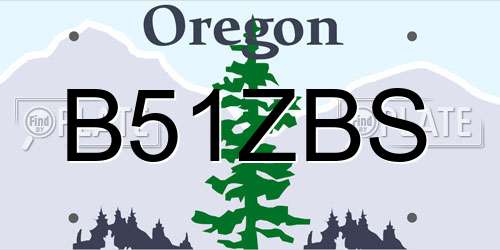 B51ZBS Oregon License Plate