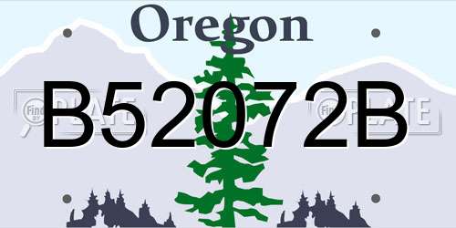 B52072B Oregon License Plate
