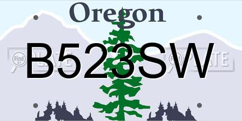 B523SW Oregon License Plate