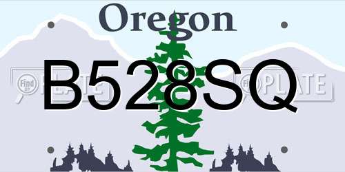 B528SQ Oregon License Plate