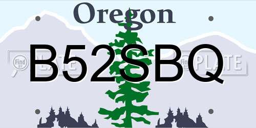 B52SBQ Oregon License Plate