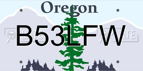 B53LFW Oregon License Plate