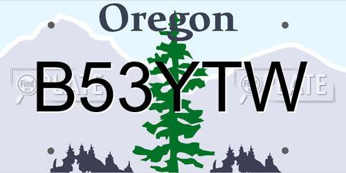 B53YTW Oregon License Plate