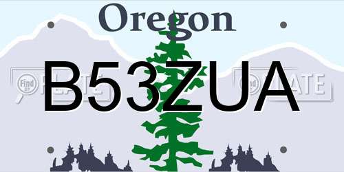 B53ZUA Oregon License Plate