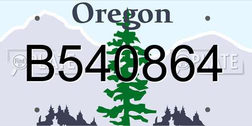 B540864 Oregon License Plate