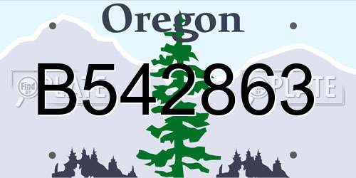 B542863 Oregon License Plate
