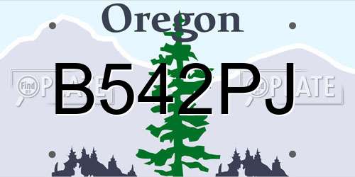 B542PJ Oregon License Plate