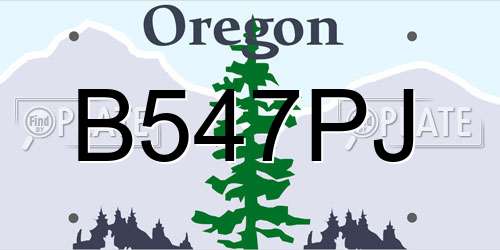 B547PJ Oregon License Plate