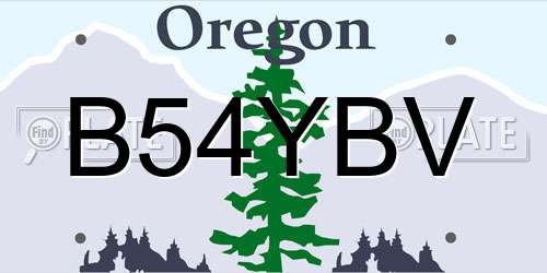 B54YBV Oregon License Plate