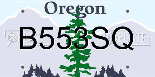 B553SQ Oregon License Plate