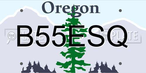 B55ESQ Oregon License Plate