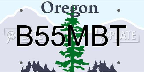 B55MBT Oregon License Plate